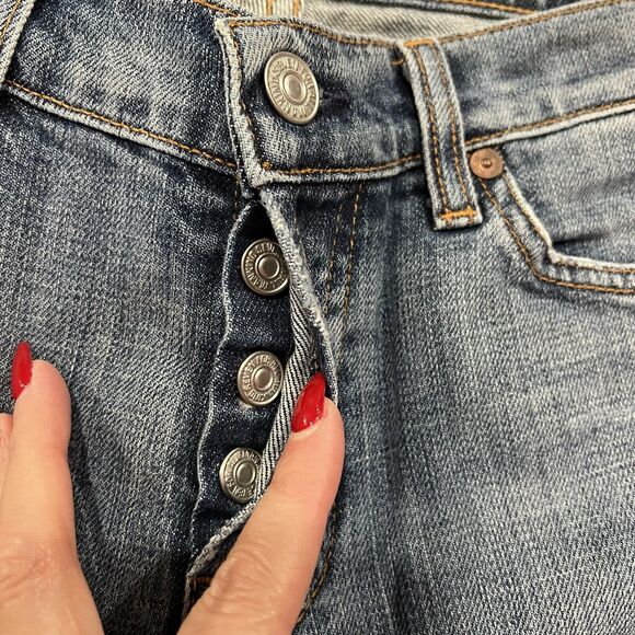 Vtg 7 For All Mankind 7FAM Size 28 Jeans Boy Cut Button Fly Low Rise Stretch - Picture 6 of 13